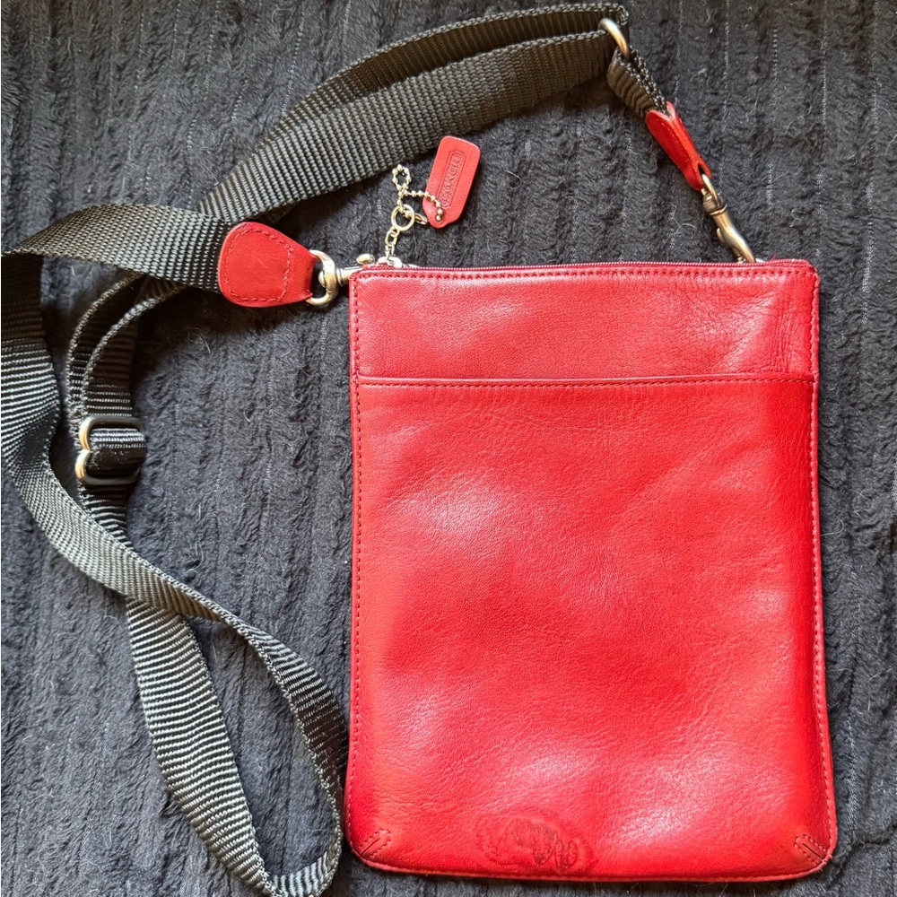 Vintage Coach Red Leather Crossbody Bag
